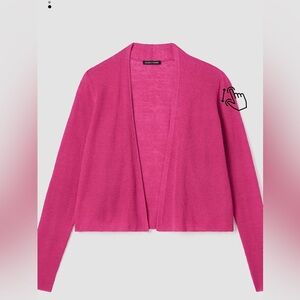 Eileen Fisher Vibrant Pink linen & cotton Open Front cardigan size S